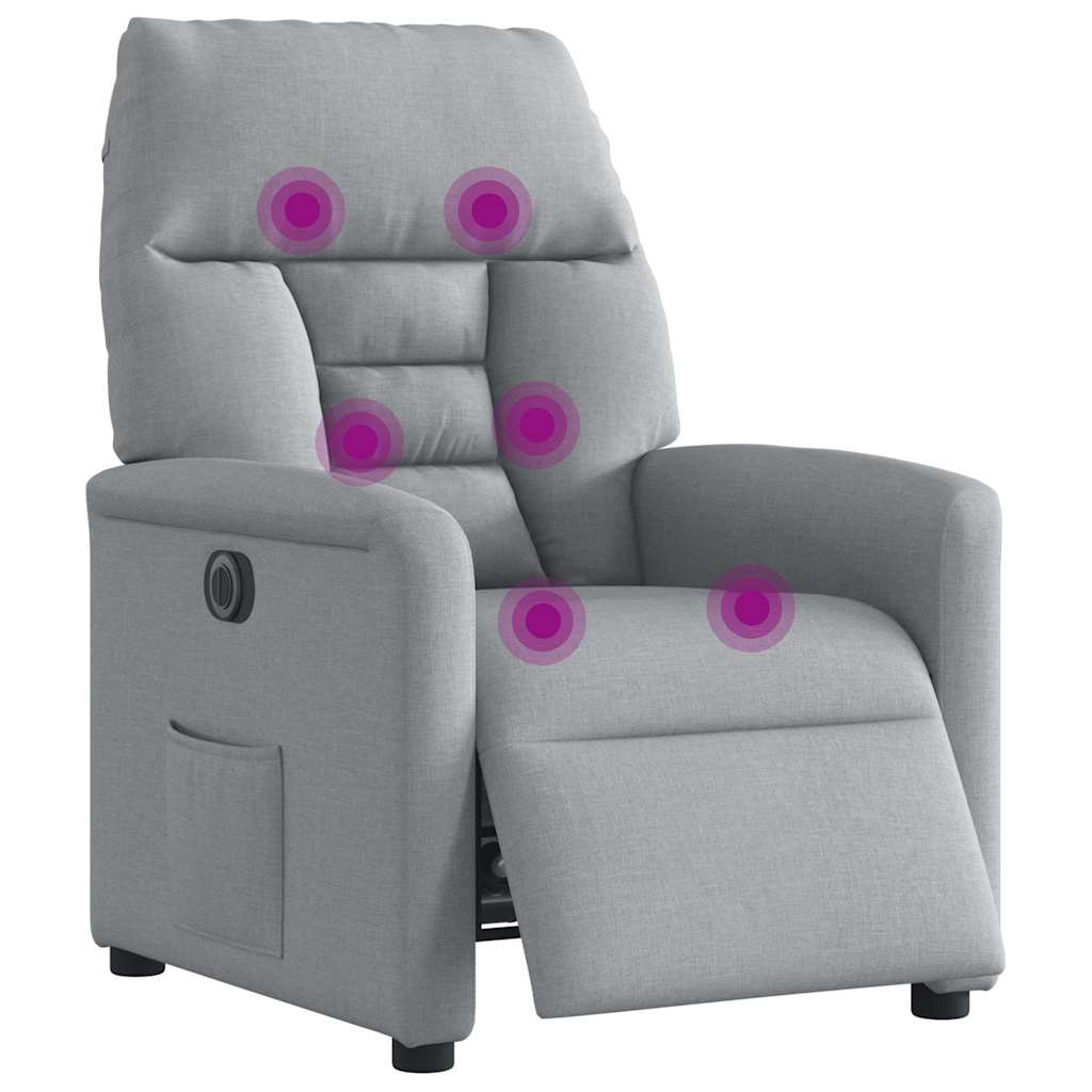 Fauteuil de massage inclinable électrique gris clair tissu