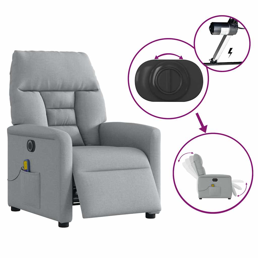 Fauteuil de massage inclinable électrique gris clair tissu - XIOS