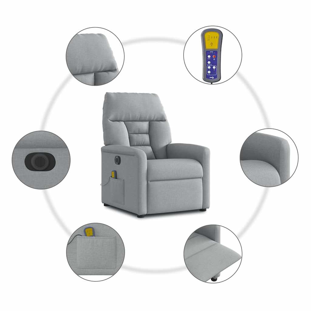 Fauteuil de massage inclinable électrique gris clair tissu - XIOS