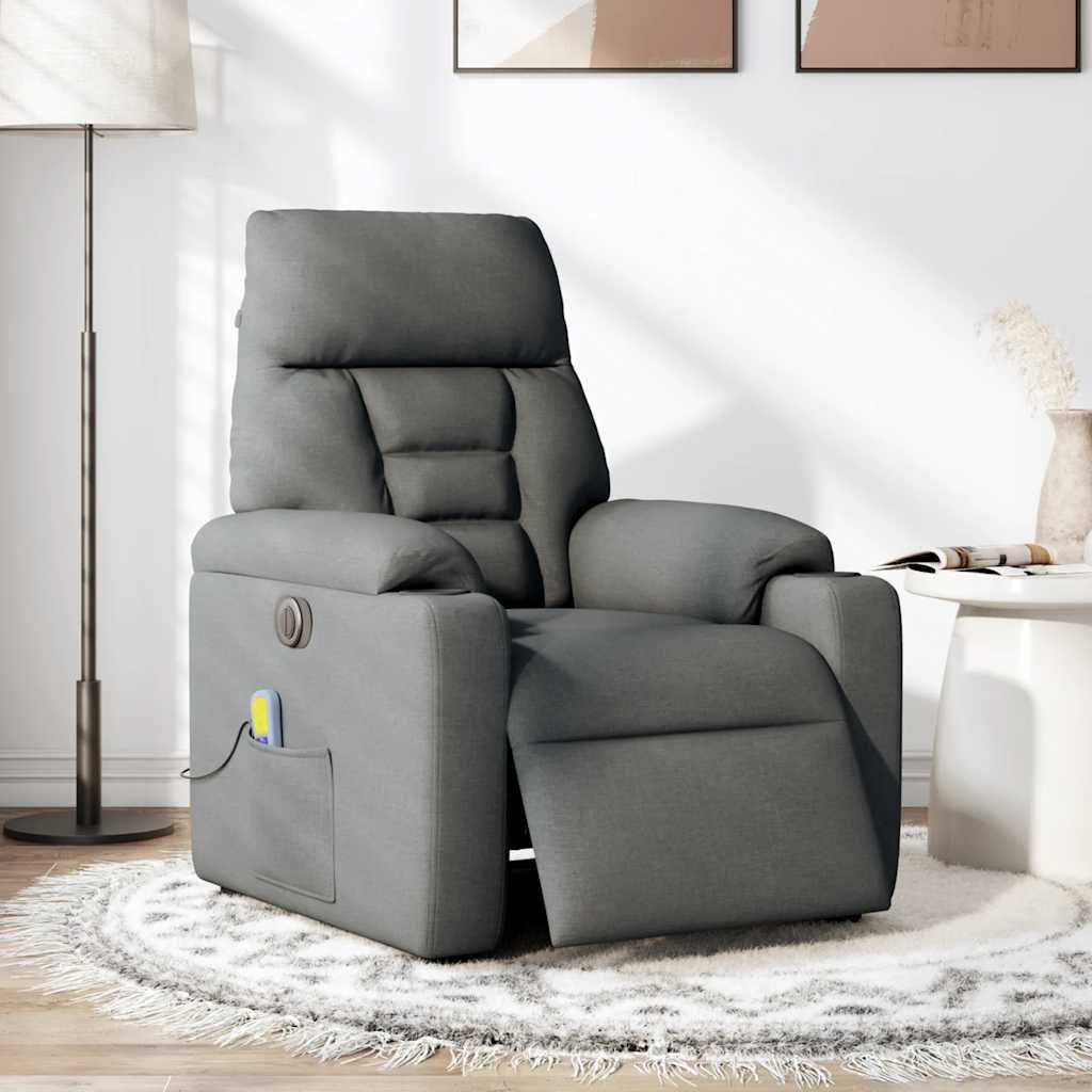 Fauteuil inclinable de massage électrique gris foncé tissu - XIOS