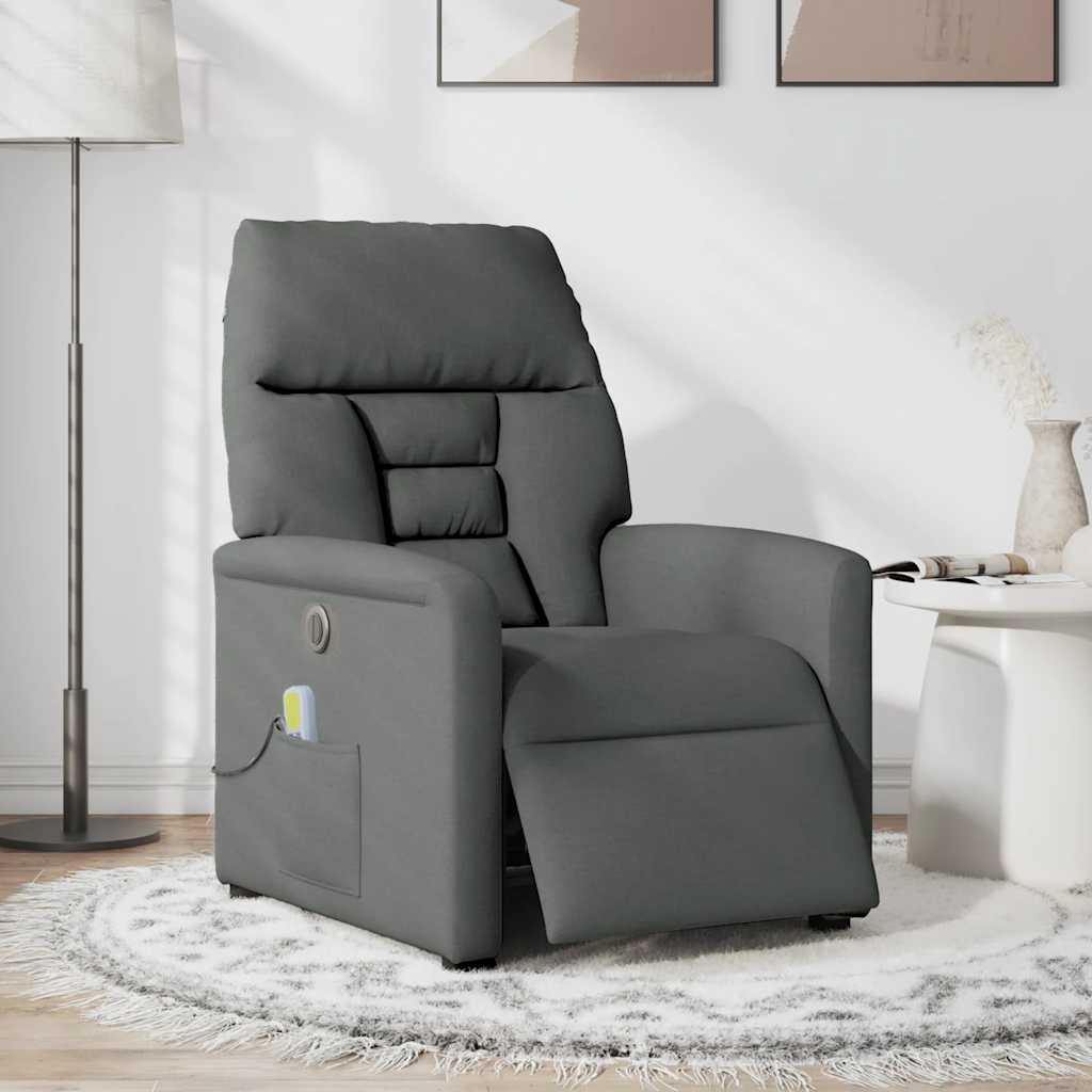 Fauteuil inclinable de massage électrique gris foncé tissu - XIOS