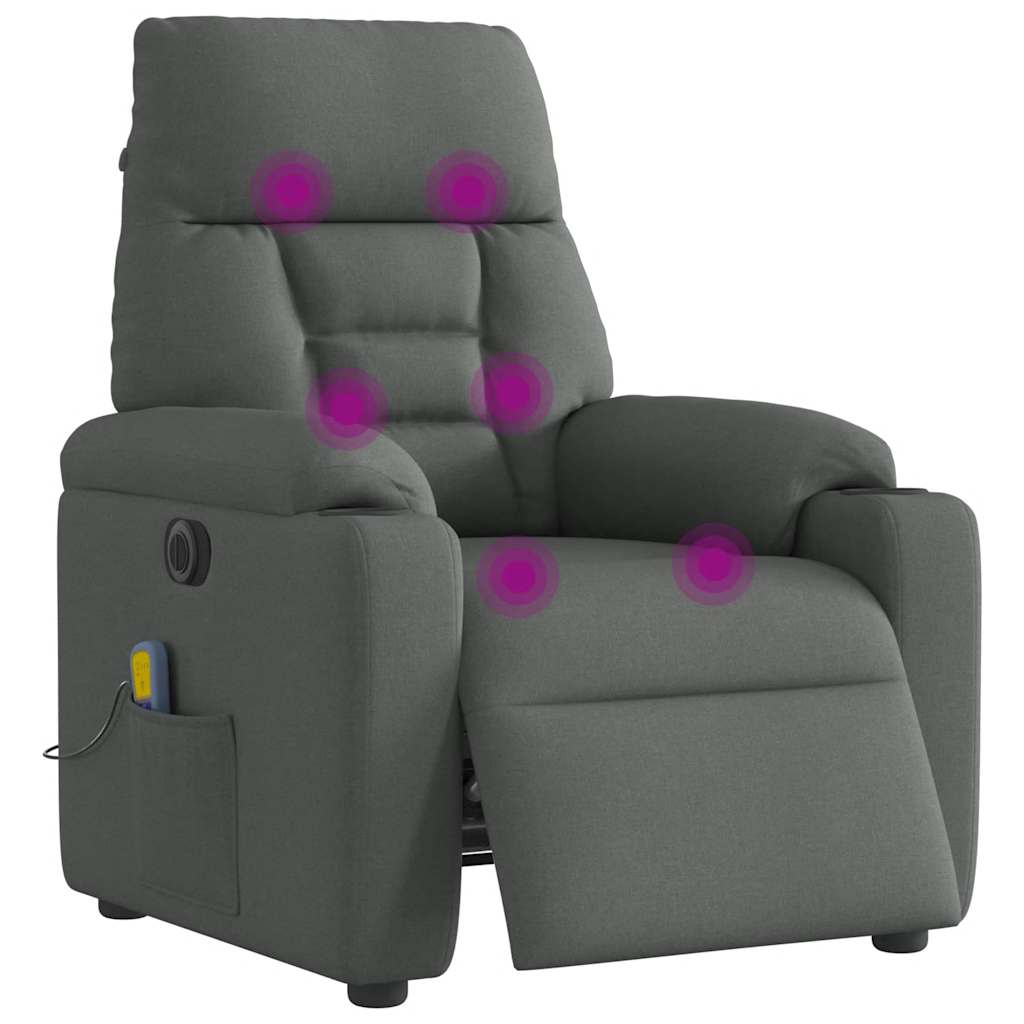 Fauteuil inclinable de massage électrique gris foncé tissu - XIOS
