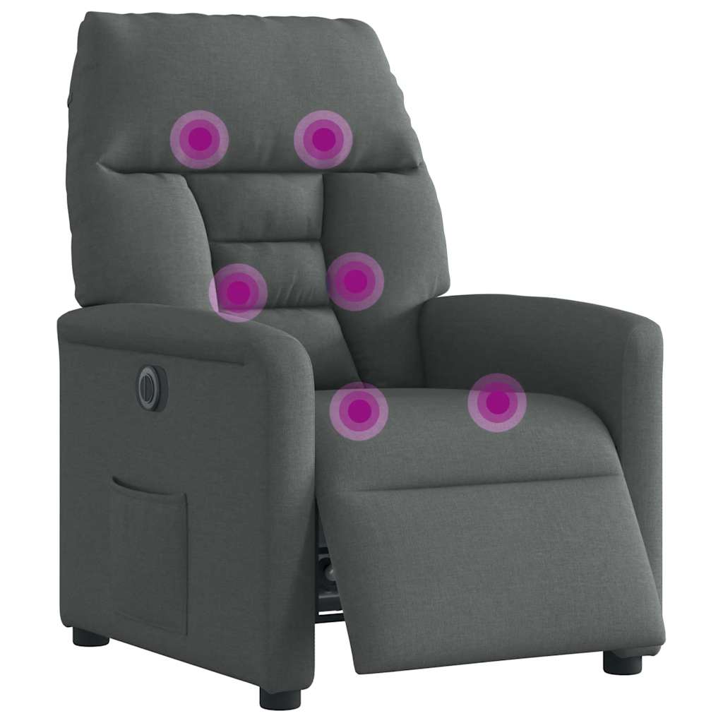 Fauteuil inclinable de massage électrique gris foncé tissu - XIOS