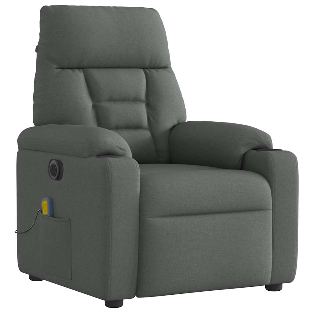 Fauteuil inclinable de massage électrique gris foncé tissu - XIOS