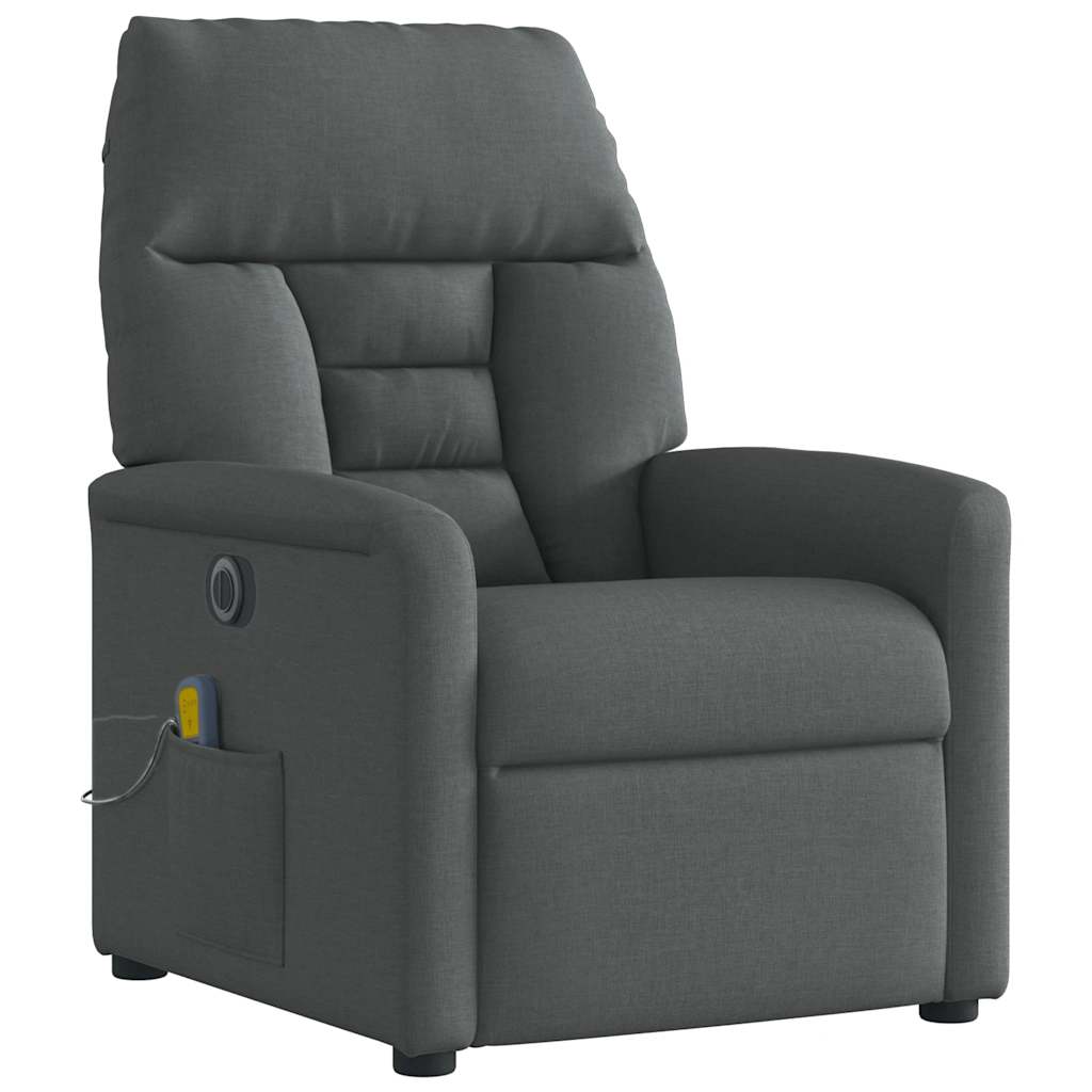 Fauteuil inclinable de massage électrique gris foncé tissu - XIOS