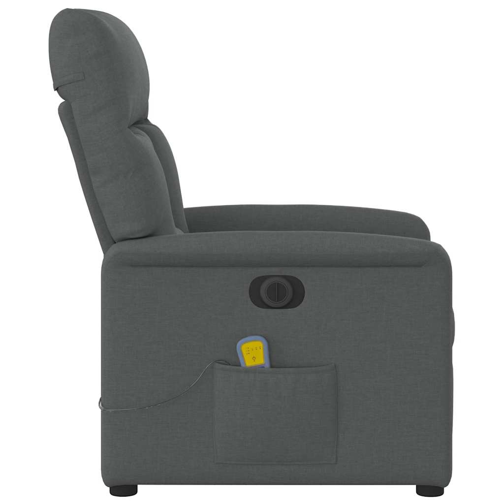 Fauteuil inclinable de massage électrique gris foncé tissu - XIOS