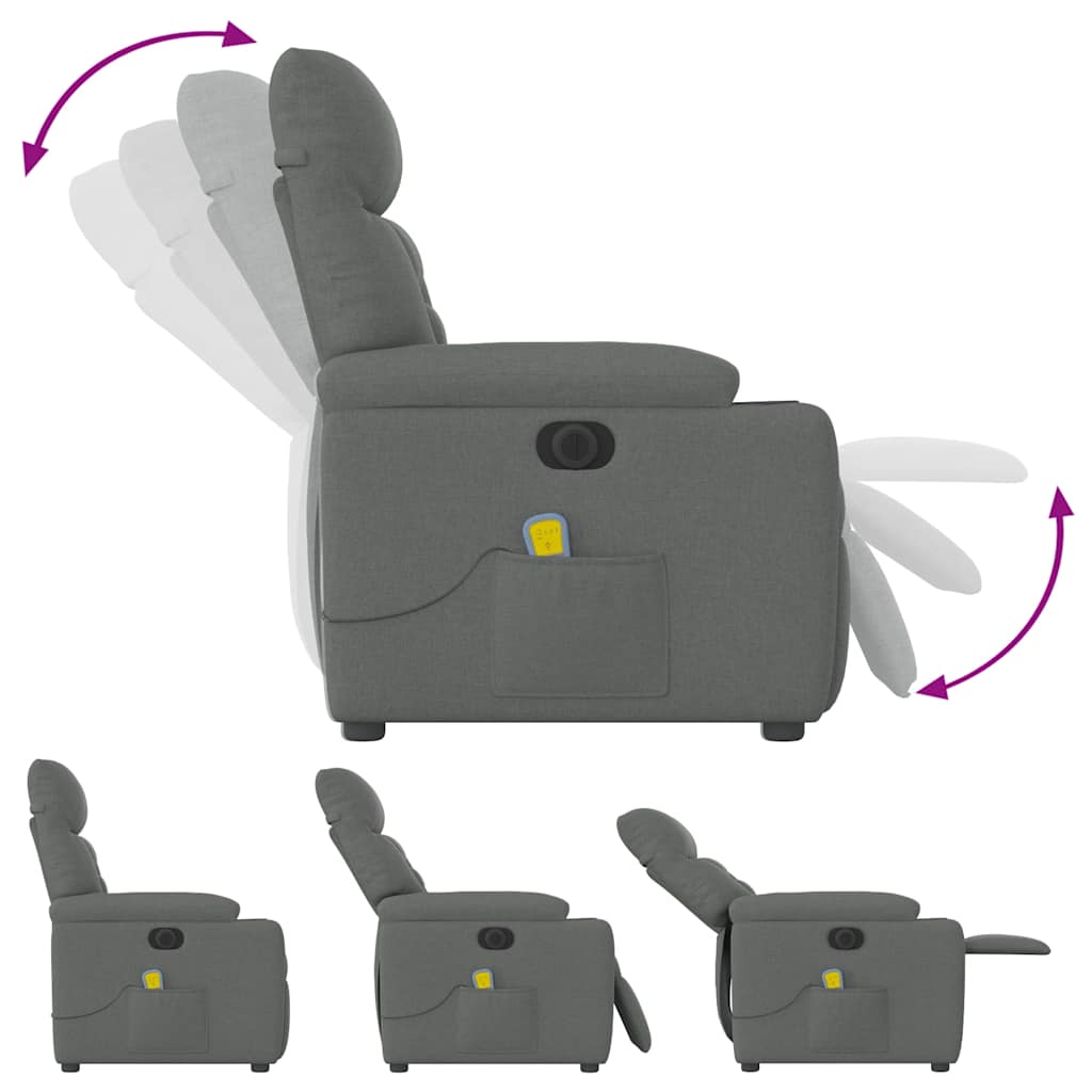 Fauteuil inclinable de massage électrique gris foncé tissu - XIOS