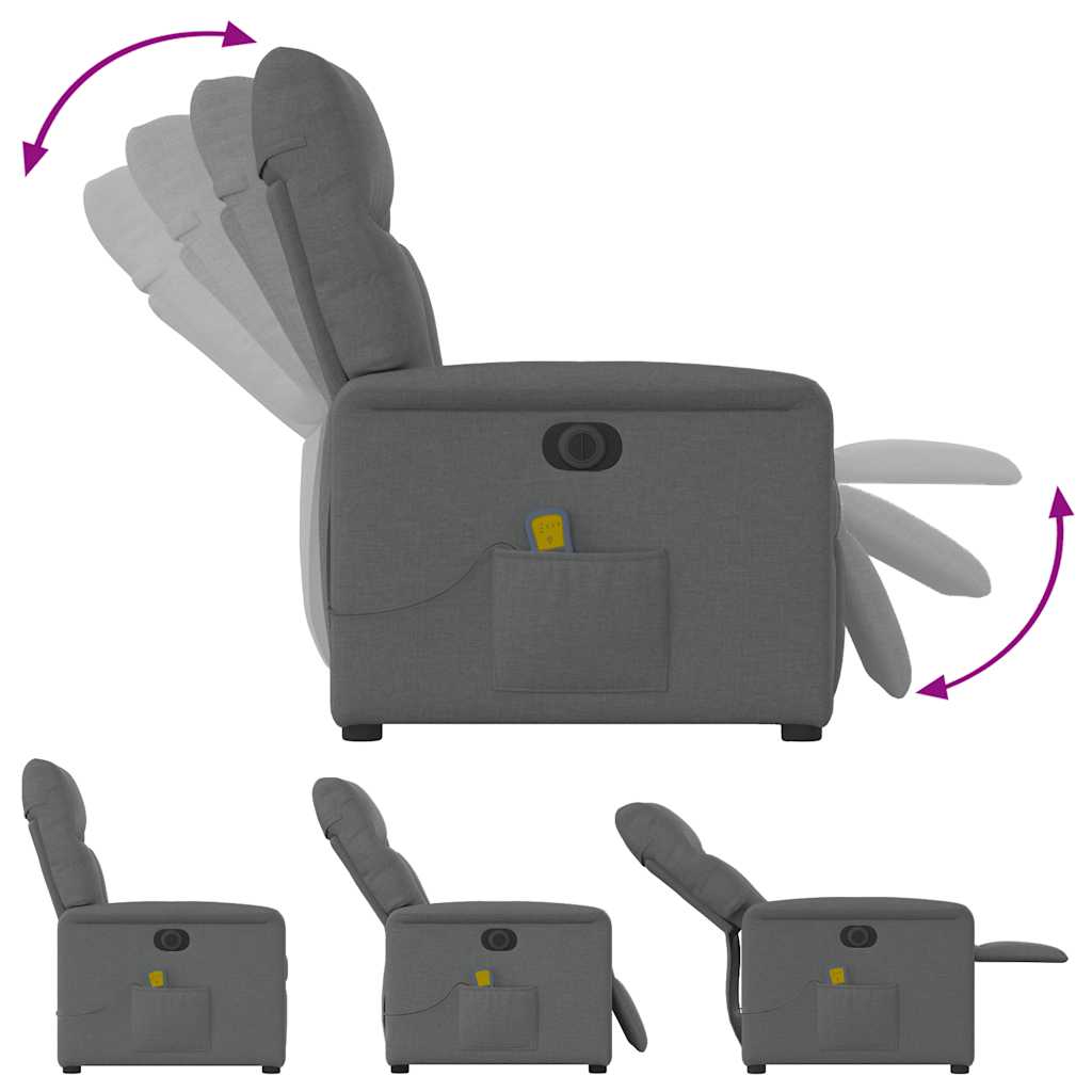 Fauteuil inclinable de massage électrique gris foncé tissu - XIOS