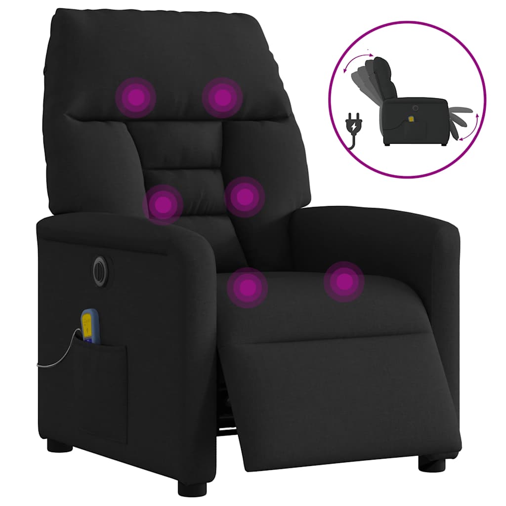 Fauteuil de massage inclinable électrique Noir Tissu - XIOS