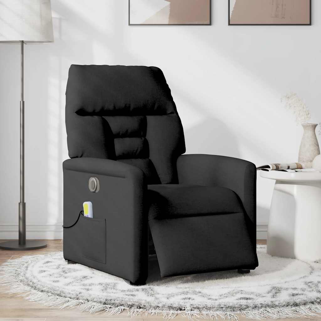 Fauteuil de massage inclinable électrique Noir Tissu