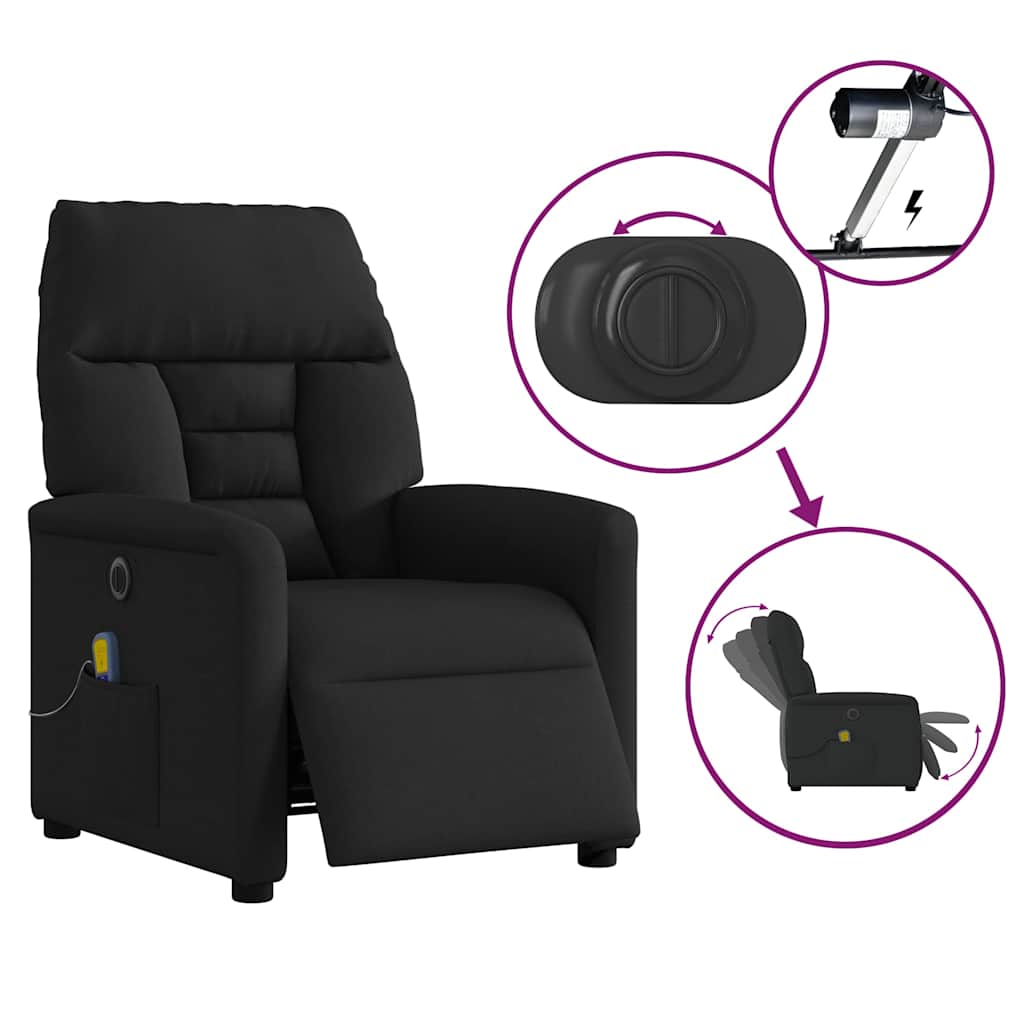 Fauteuil de massage inclinable électrique Noir Tissu - XIOS