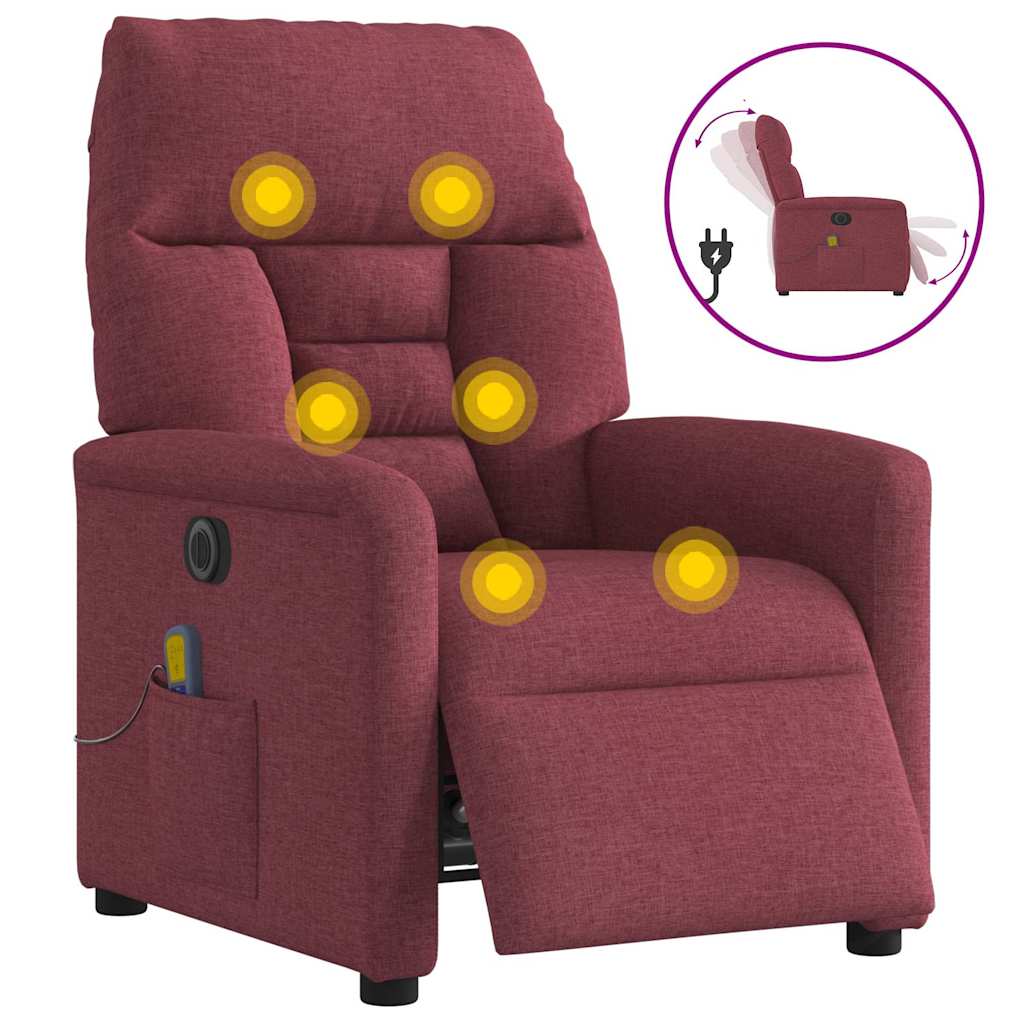 Fauteuil de massage inclinable électrique Rouge bordeaux Tissu - XIOS