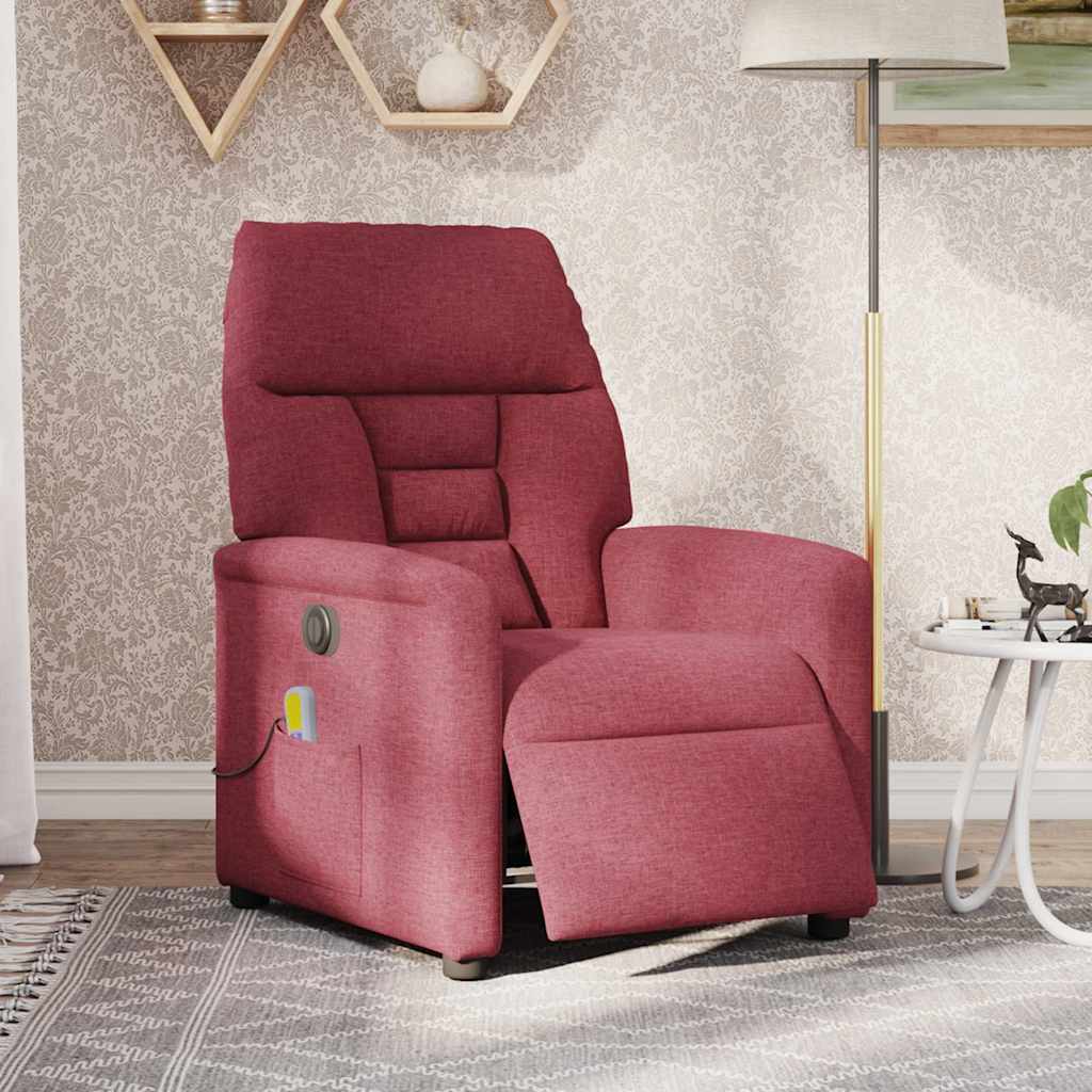 Fauteuil de massage inclinable électrique Rouge bordeaux Tissu - XIOS