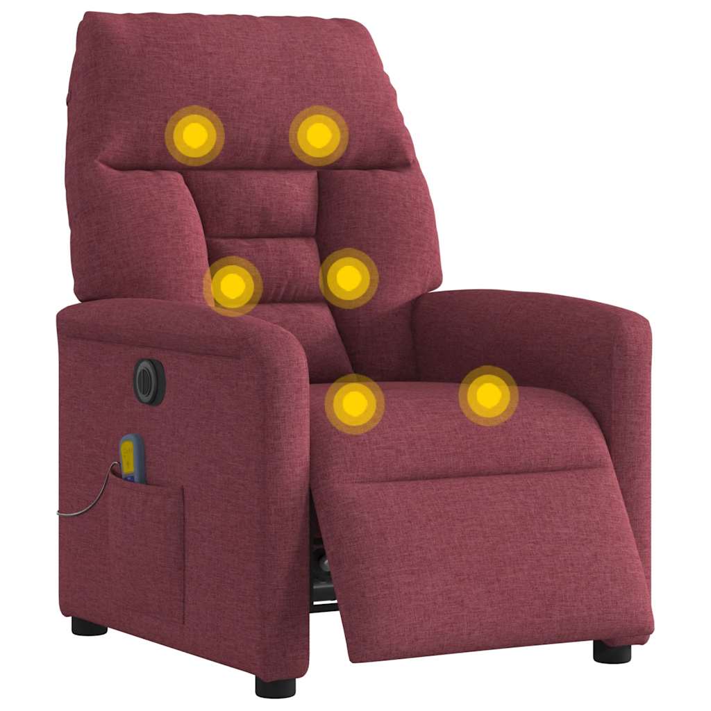 Fauteuil de massage inclinable électrique Rouge bordeaux Tissu - XIOS