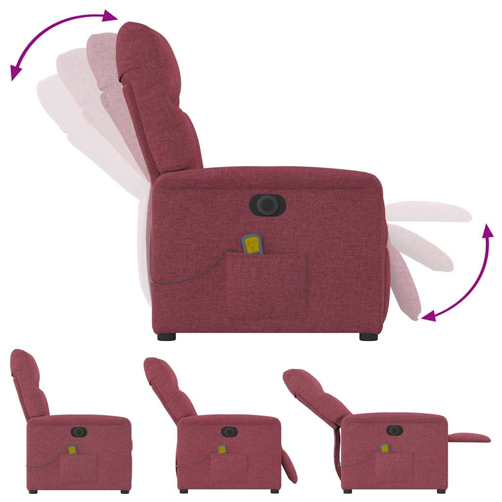 Fauteuil de massage inclinable électrique Rouge bordeaux Tissu - XIOS