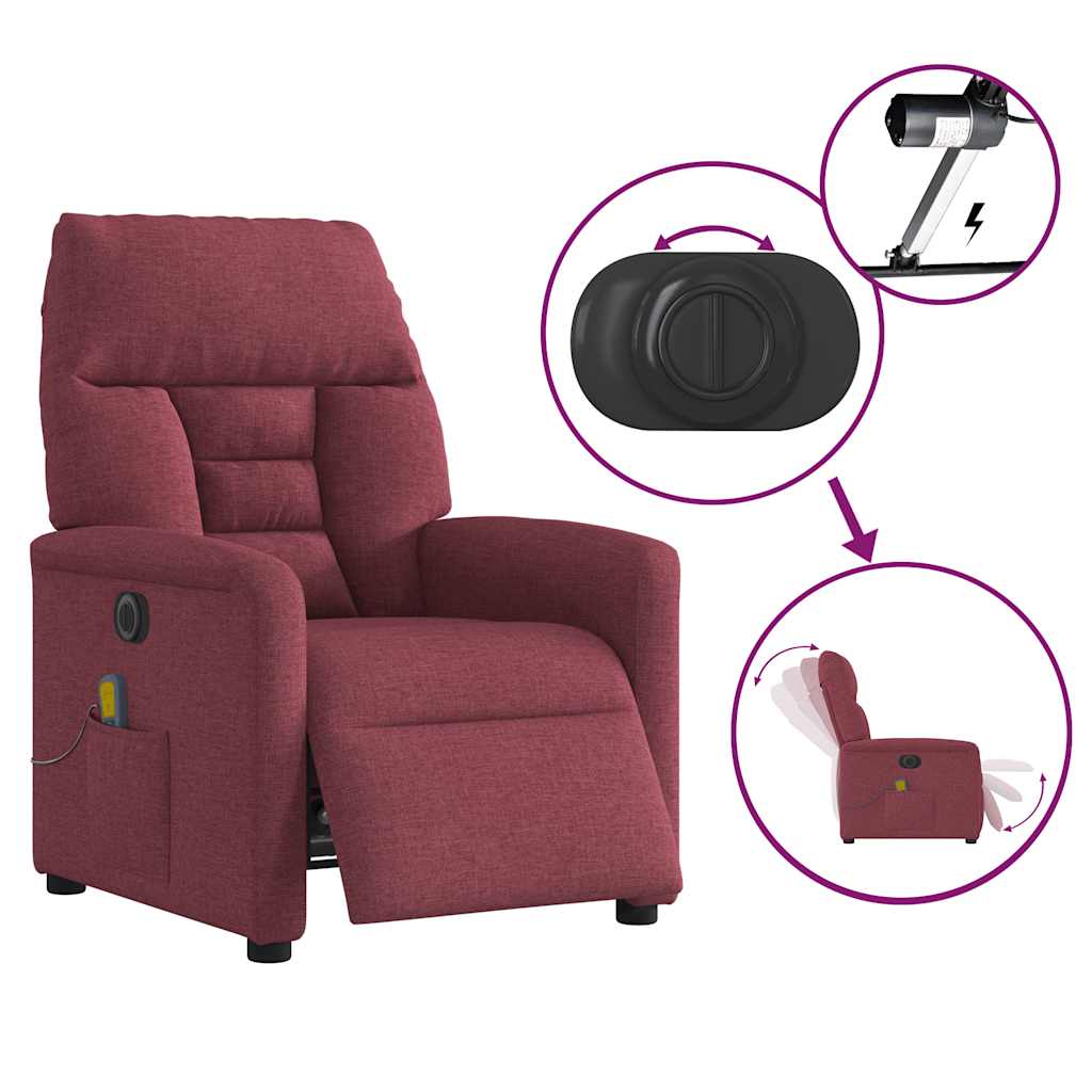 Fauteuil de massage inclinable électrique Rouge bordeaux Tissu - XIOS