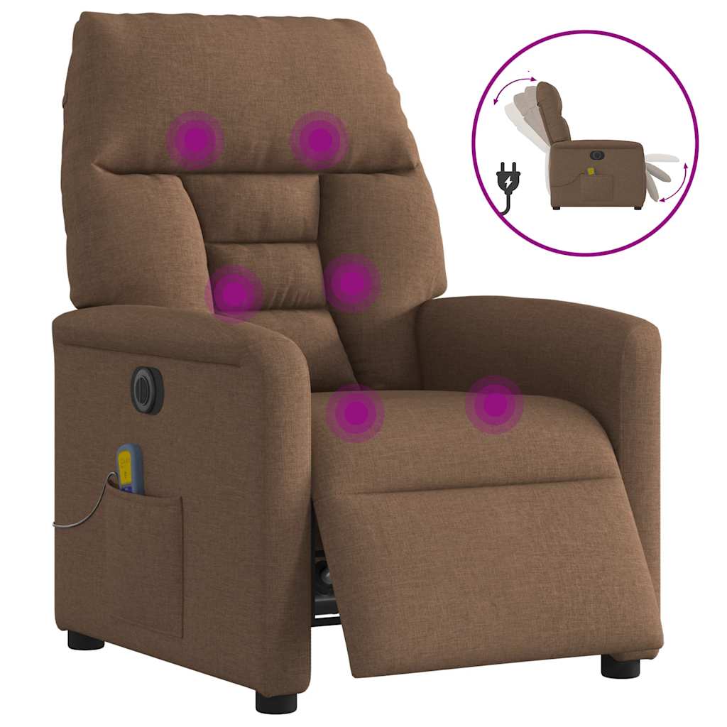 Fauteuil inclinable de massage électrique marron tissu - XIOS
