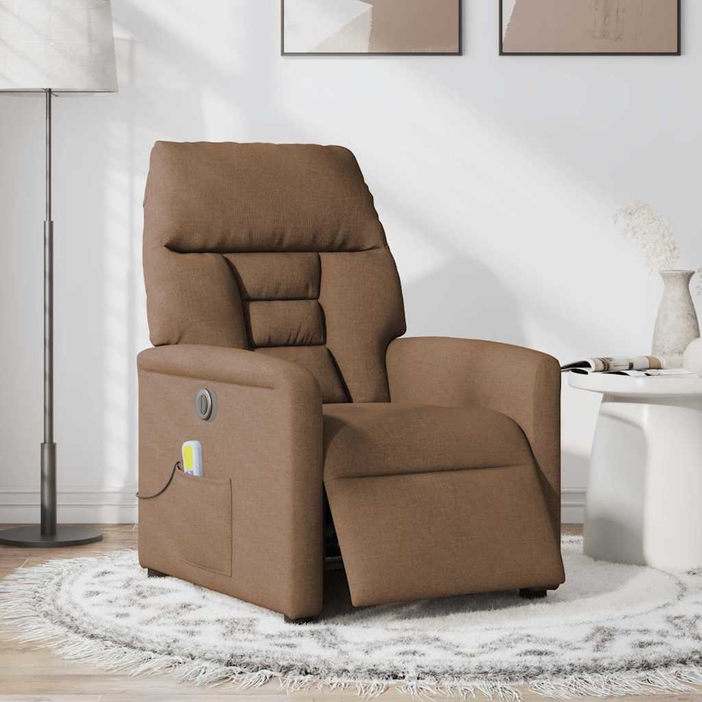 Fauteuil inclinable de massage électrique marron tissu - XIOS