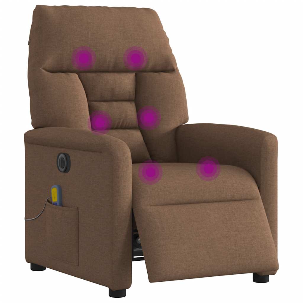 Fauteuil inclinable de massage électrique marron tissu