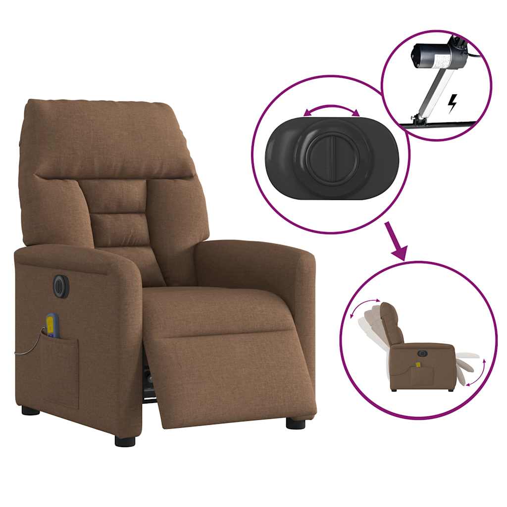 Fauteuil inclinable de massage électrique marron tissu - XIOS