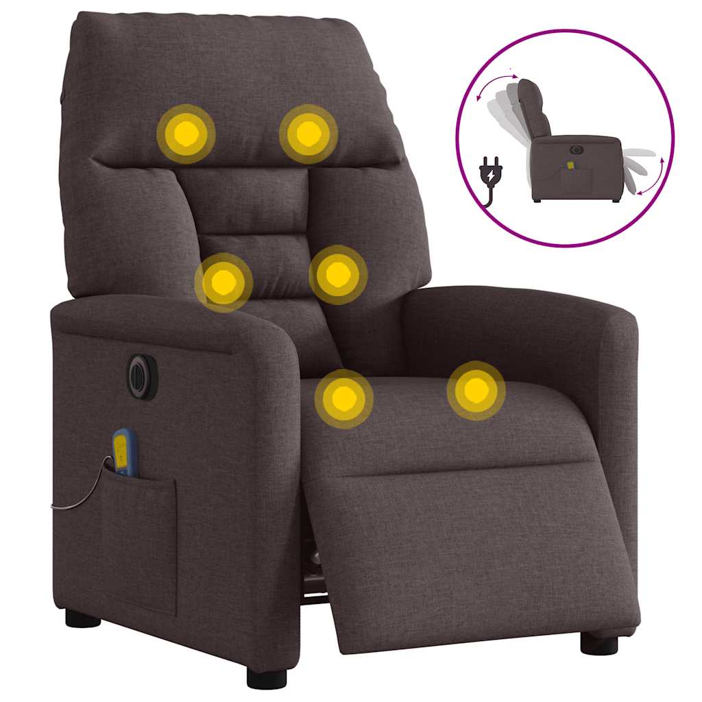 Fauteuil de massage inclinable électrique Marron foncé Tissu - XIOS