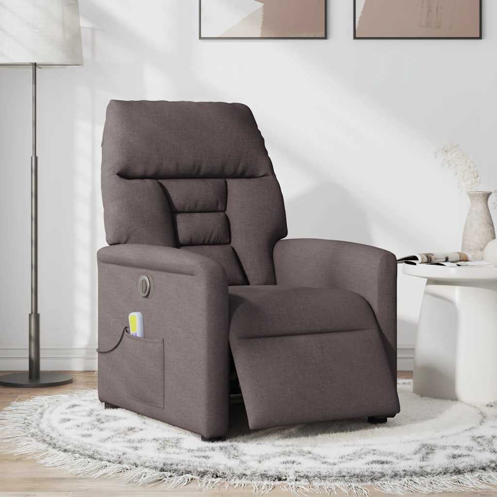 Fauteuil de massage inclinable électrique Marron foncé Tissu - XIOS