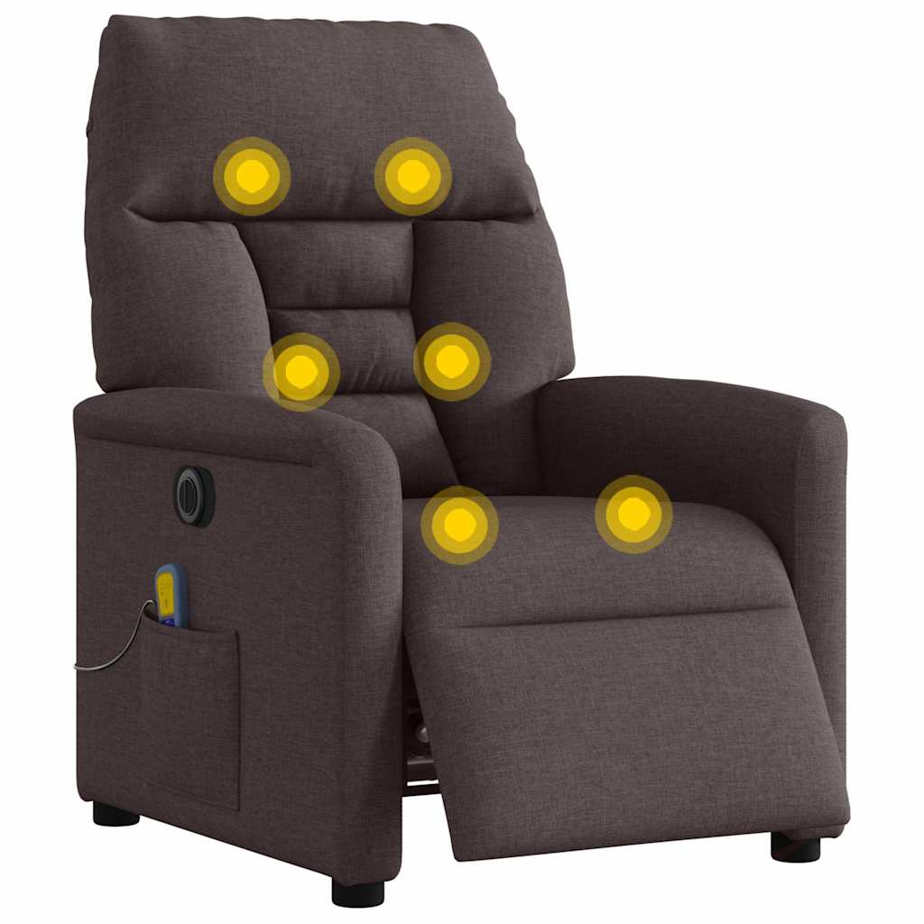 Fauteuil de massage inclinable électrique Marron foncé Tissu - XIOS