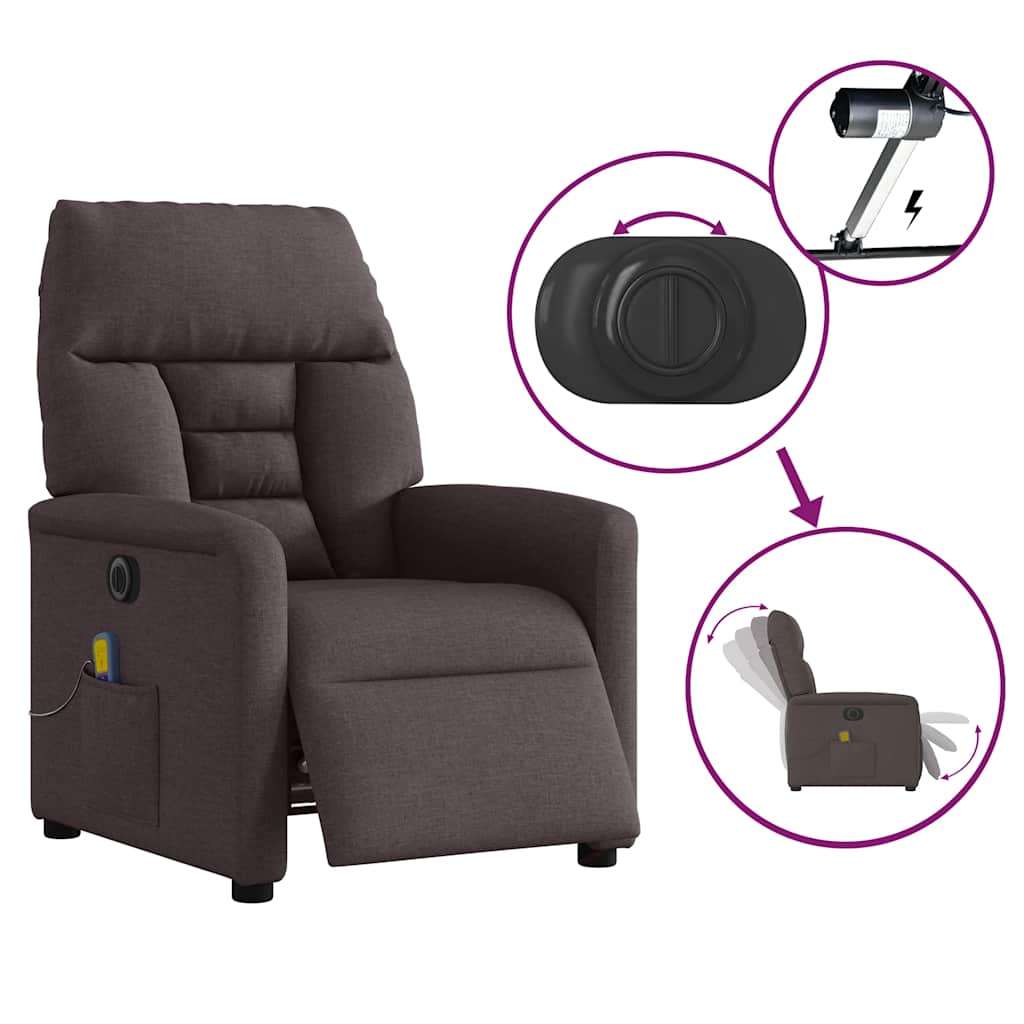 Fauteuil de massage inclinable électrique Marron foncé Tissu - XIOS