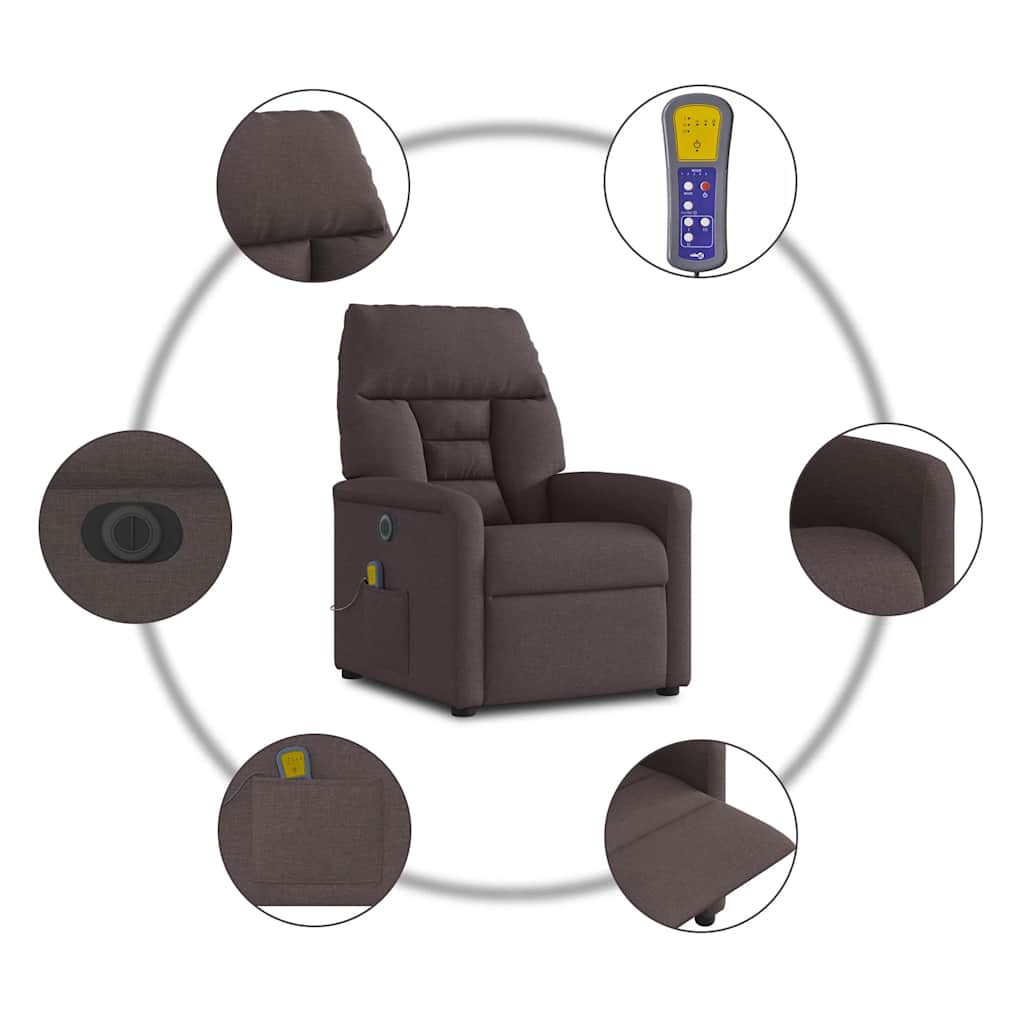 Fauteuil de massage inclinable électrique Marron foncé Tissu - XIOS