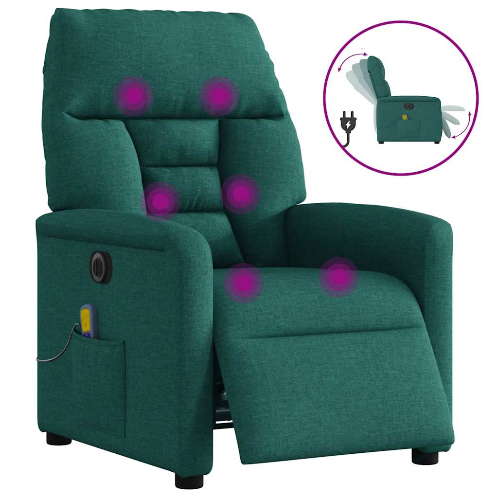 Fauteuil de massage inclinable électrique Vert foncé Tissu - XIOS