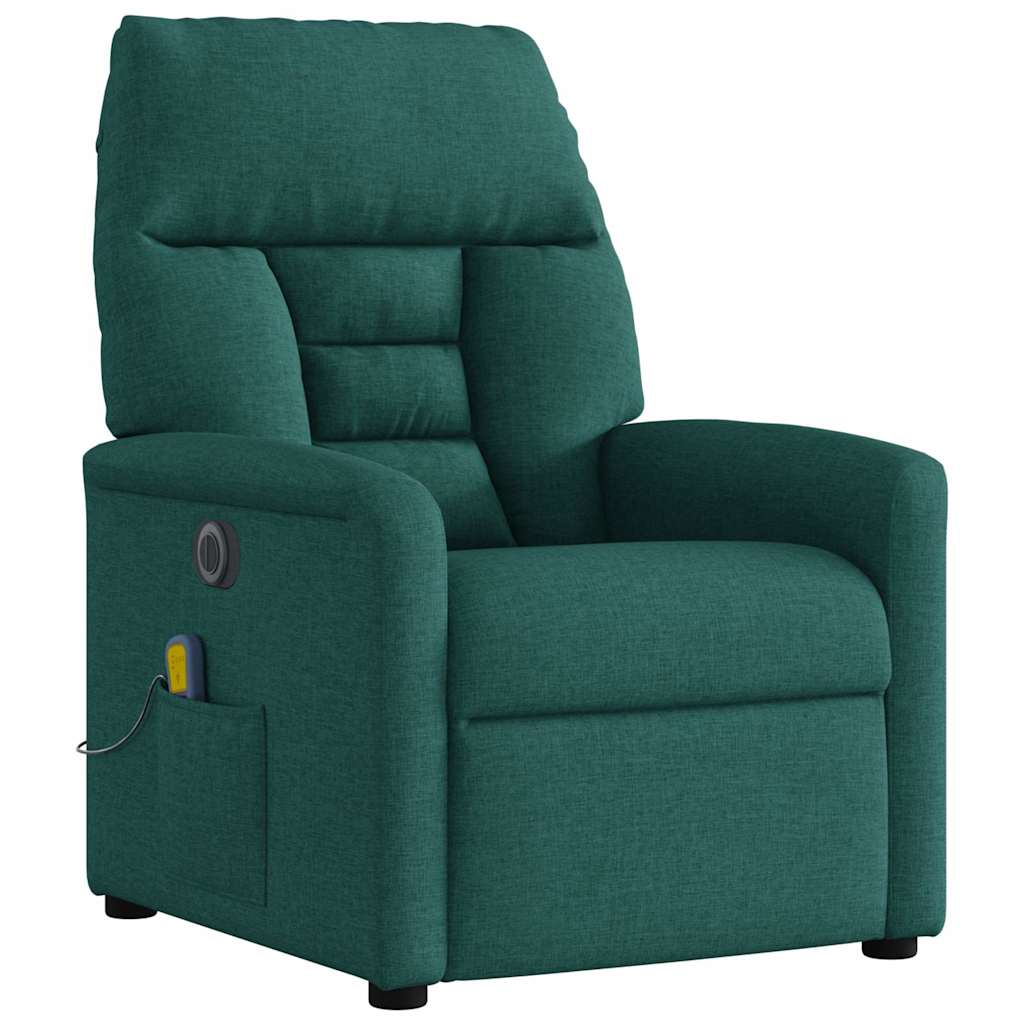 Fauteuil de massage inclinable électrique Vert foncé Tissu