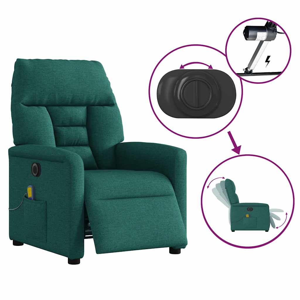 Fauteuil de massage inclinable électrique Vert foncé Tissu - XIOS