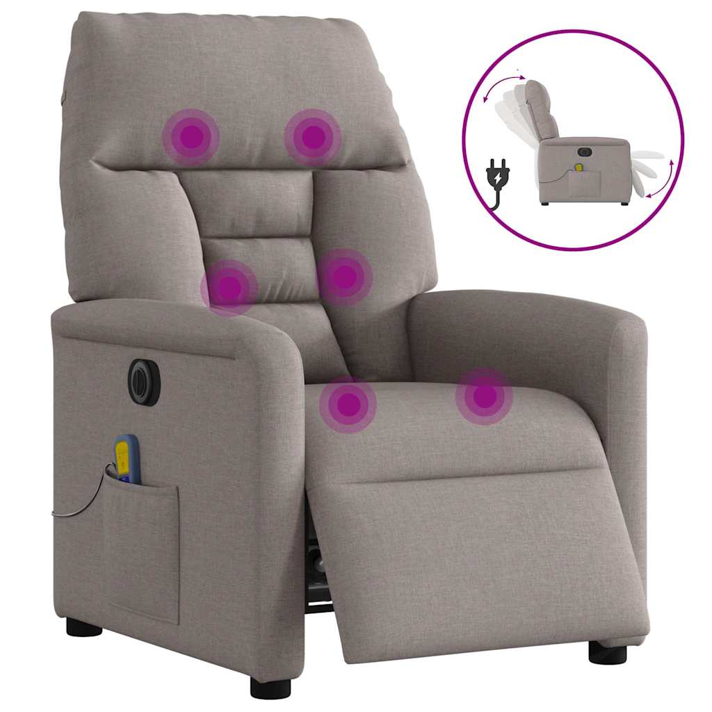 Fauteuil de massage inclinable électrique Taupe Tissu - XIOS