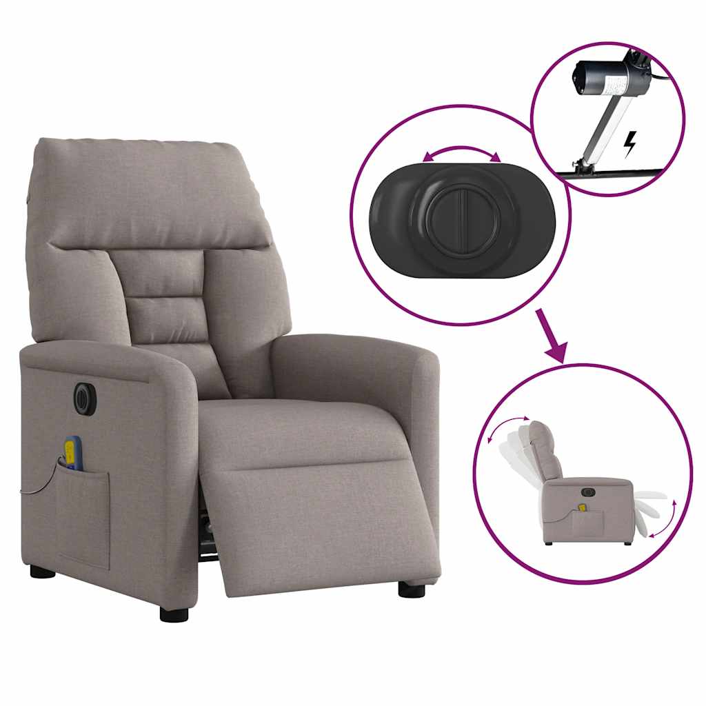 Fauteuil de massage inclinable électrique Taupe Tissu - XIOS