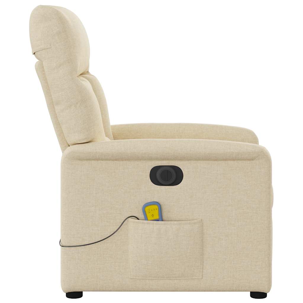 Fauteuil inclinable de massage électrique crème tissu