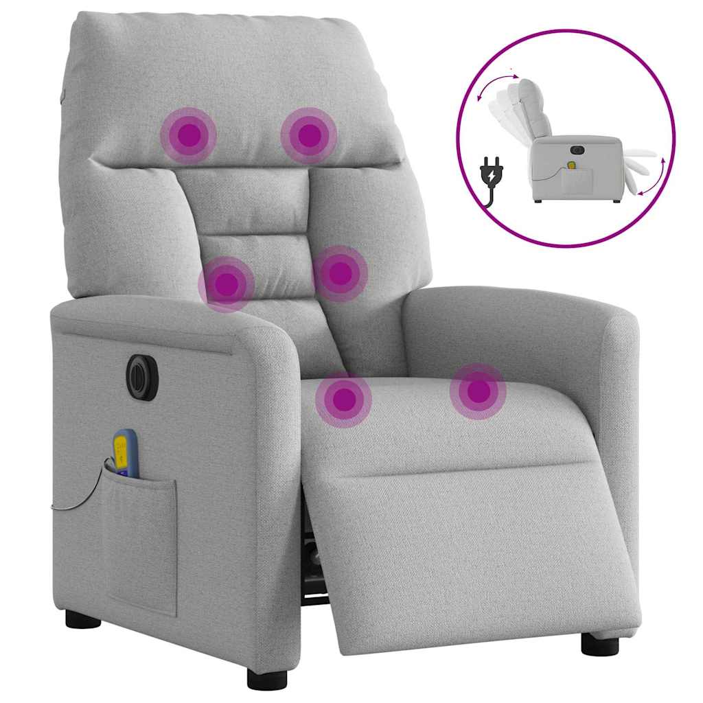 Fauteuil de massage inclinable électrique gris nuage tissu - XIOS