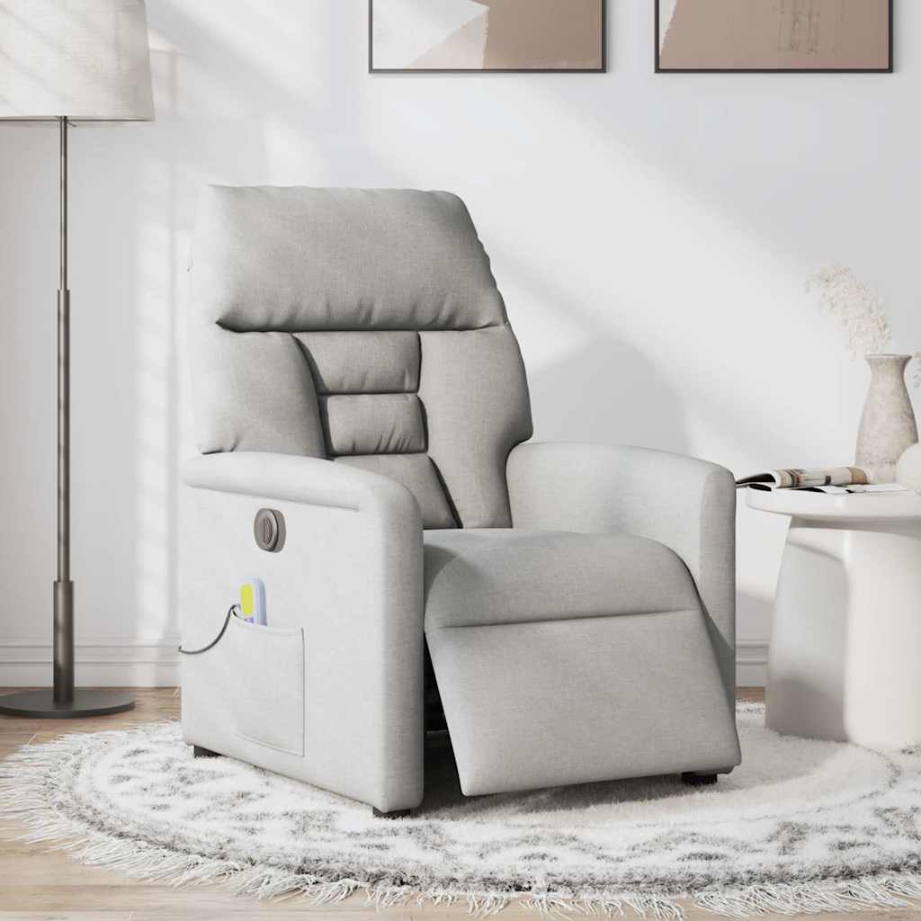 Fauteuil de massage inclinable électrique gris nuage tissu - XIOS