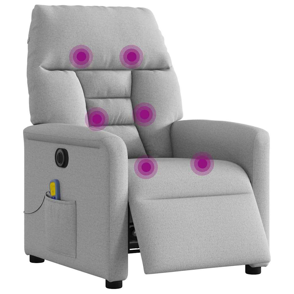 Fauteuil de massage inclinable électrique gris nuage tissu - XIOS