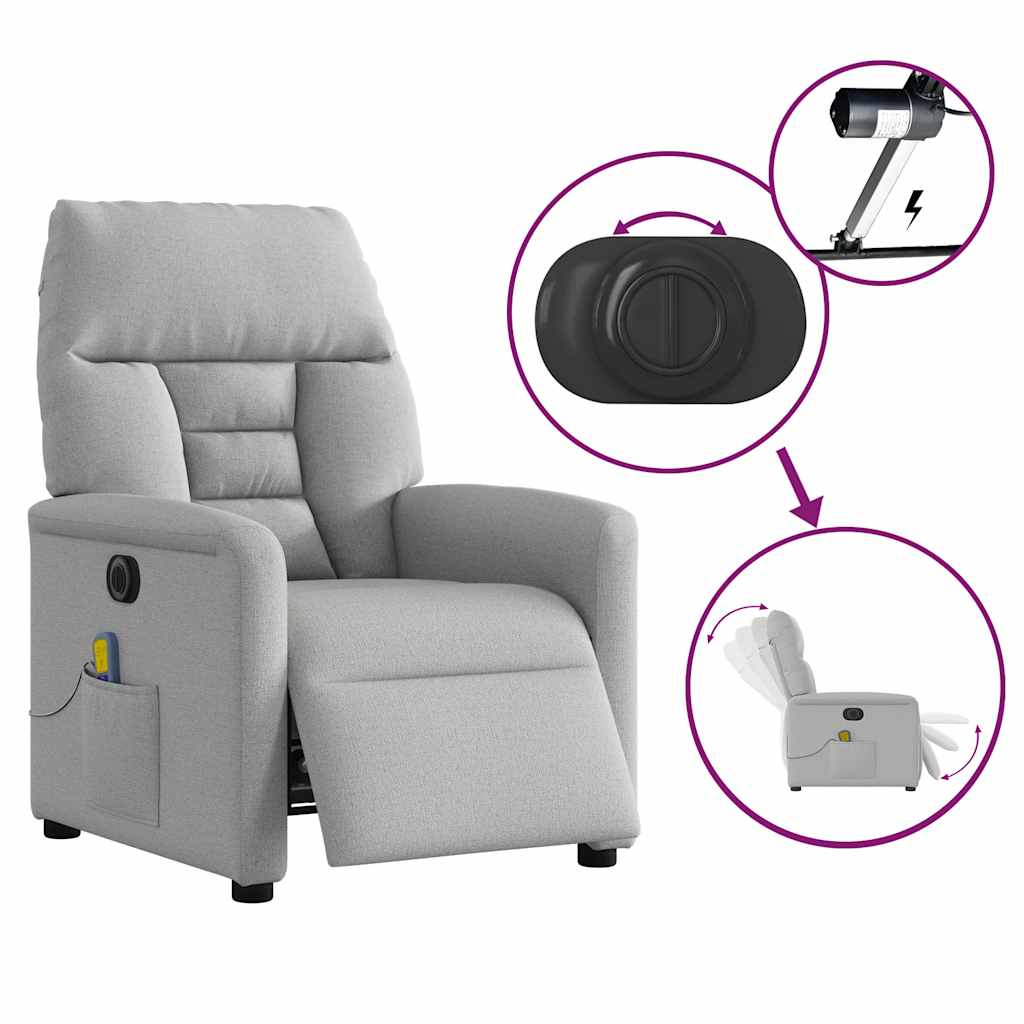Fauteuil de massage inclinable électrique gris nuage tissu - XIOS