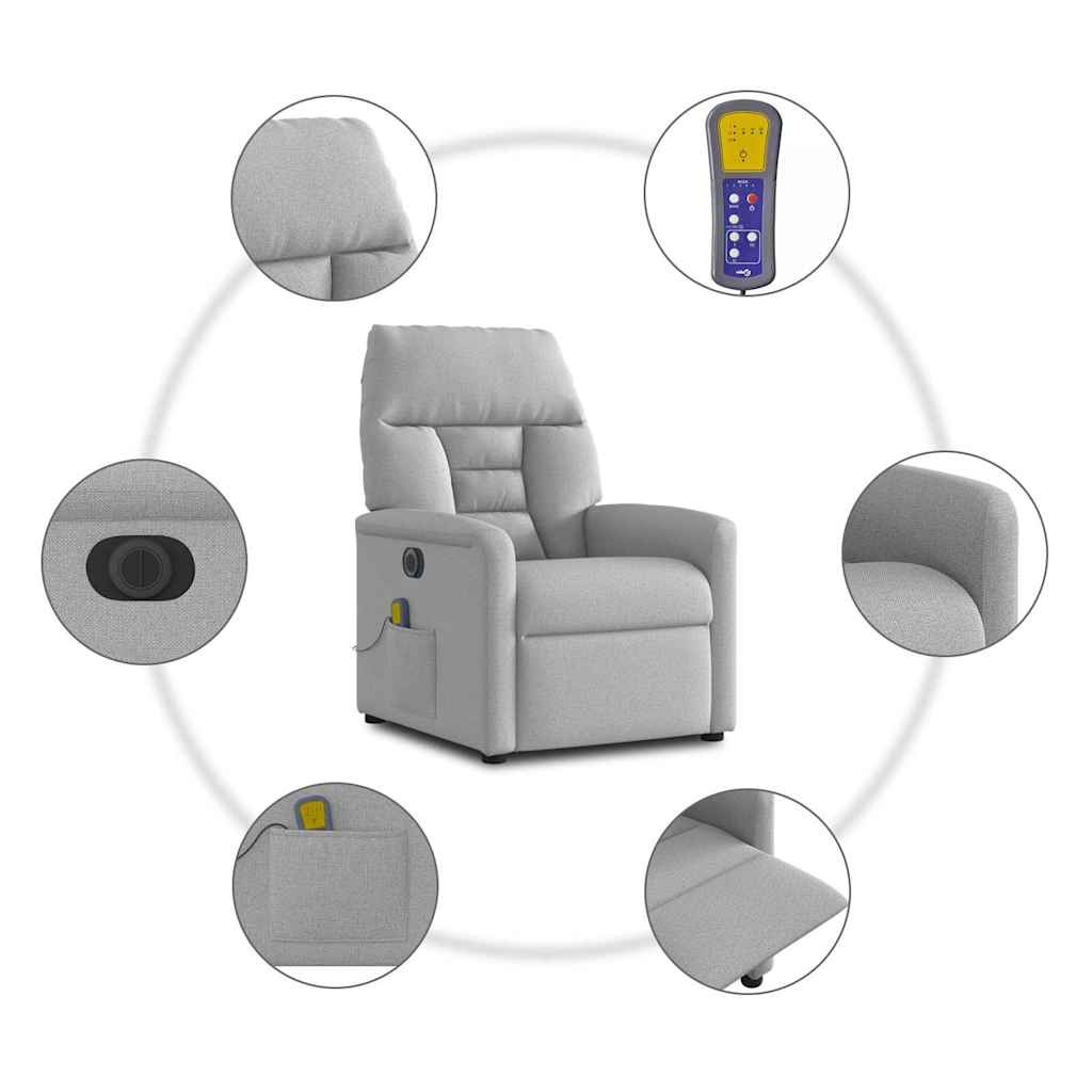 Fauteuil de massage inclinable électrique gris nuage tissu - XIOS