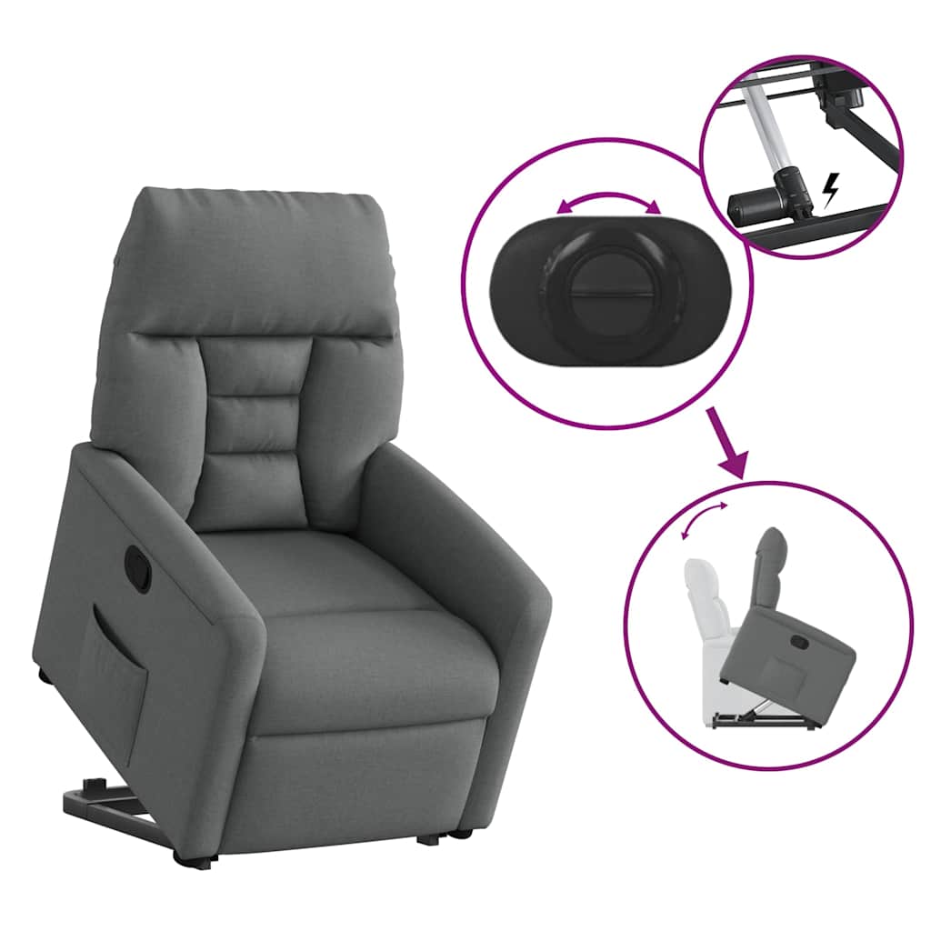 Fauteuil inclinable Gris foncé Tissu - XIOS