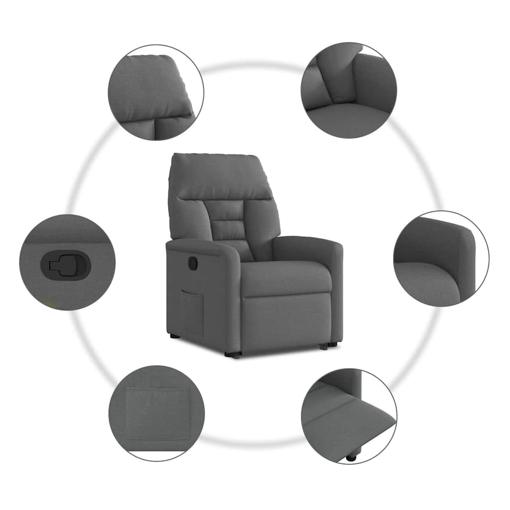 Fauteuil inclinable Gris foncé Tissu - XIOS