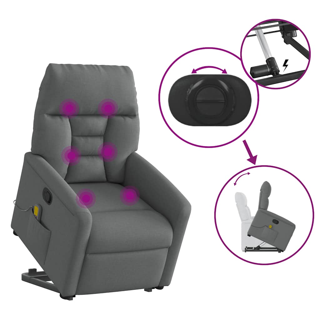 Fauteuil de massage inclinable Gris foncé Tissu - XIOS