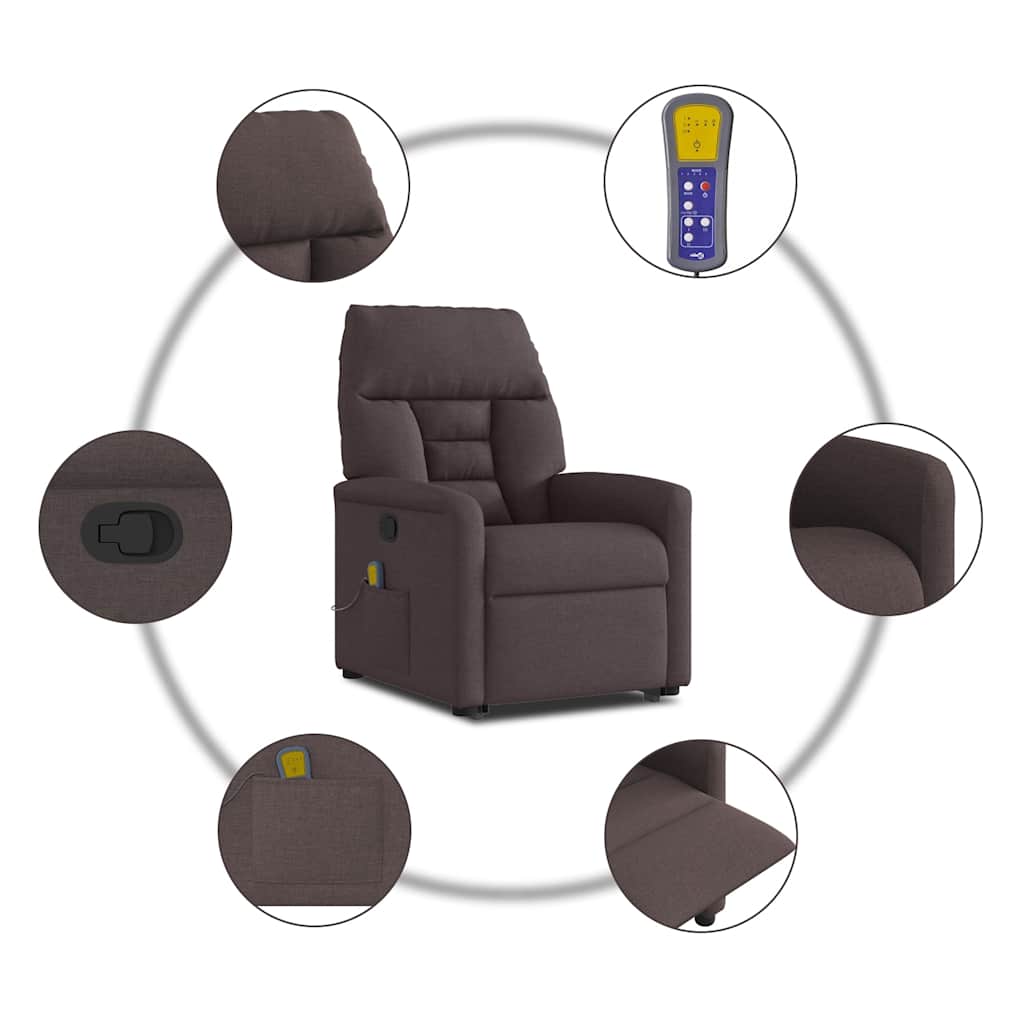 Fauteuil inclinable de massage Marron foncé Tissu - XIOS