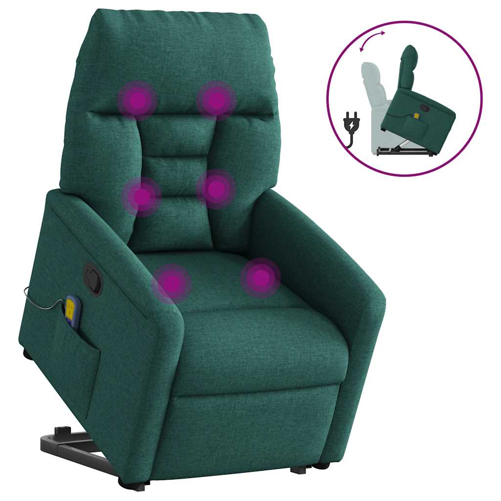 Fauteuil inclinable de massage Vert foncé Tissu - XIOS