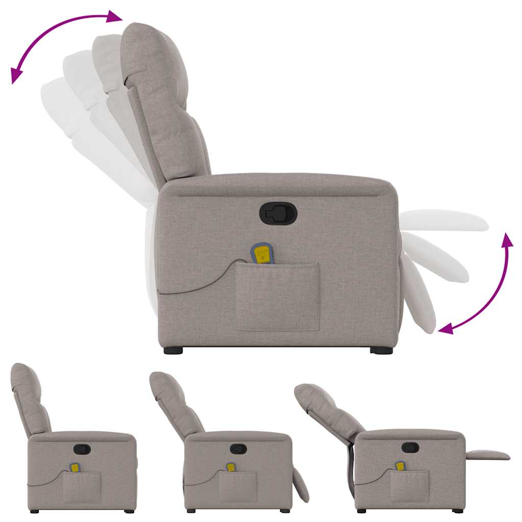 Fauteuil inclinable de massage Taupe Tissu - XIOS