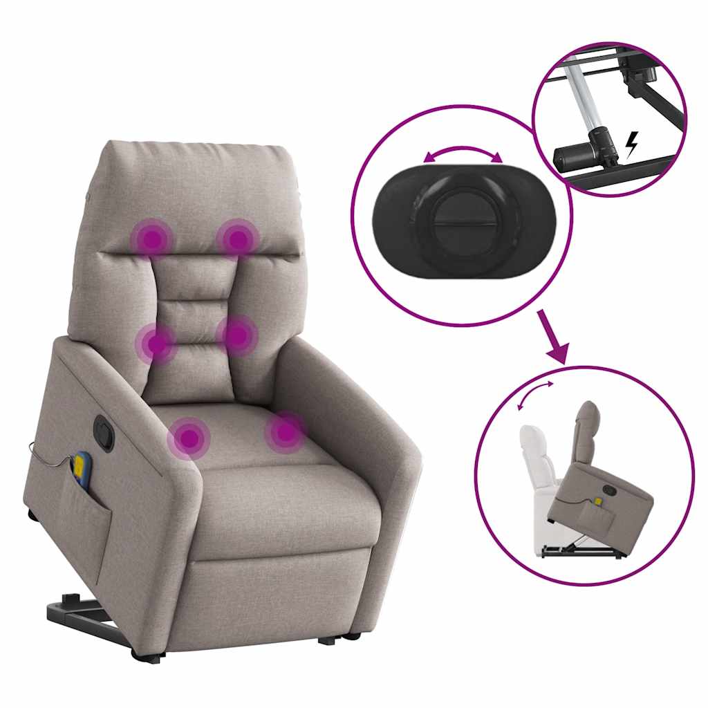 Fauteuil inclinable de massage Taupe Tissu - XIOS