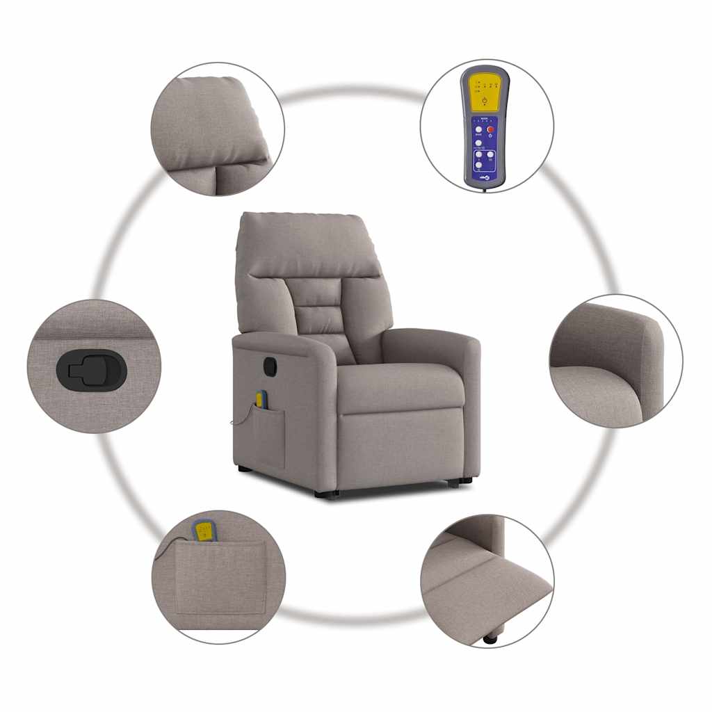 Fauteuil inclinable de massage Taupe Tissu - XIOS