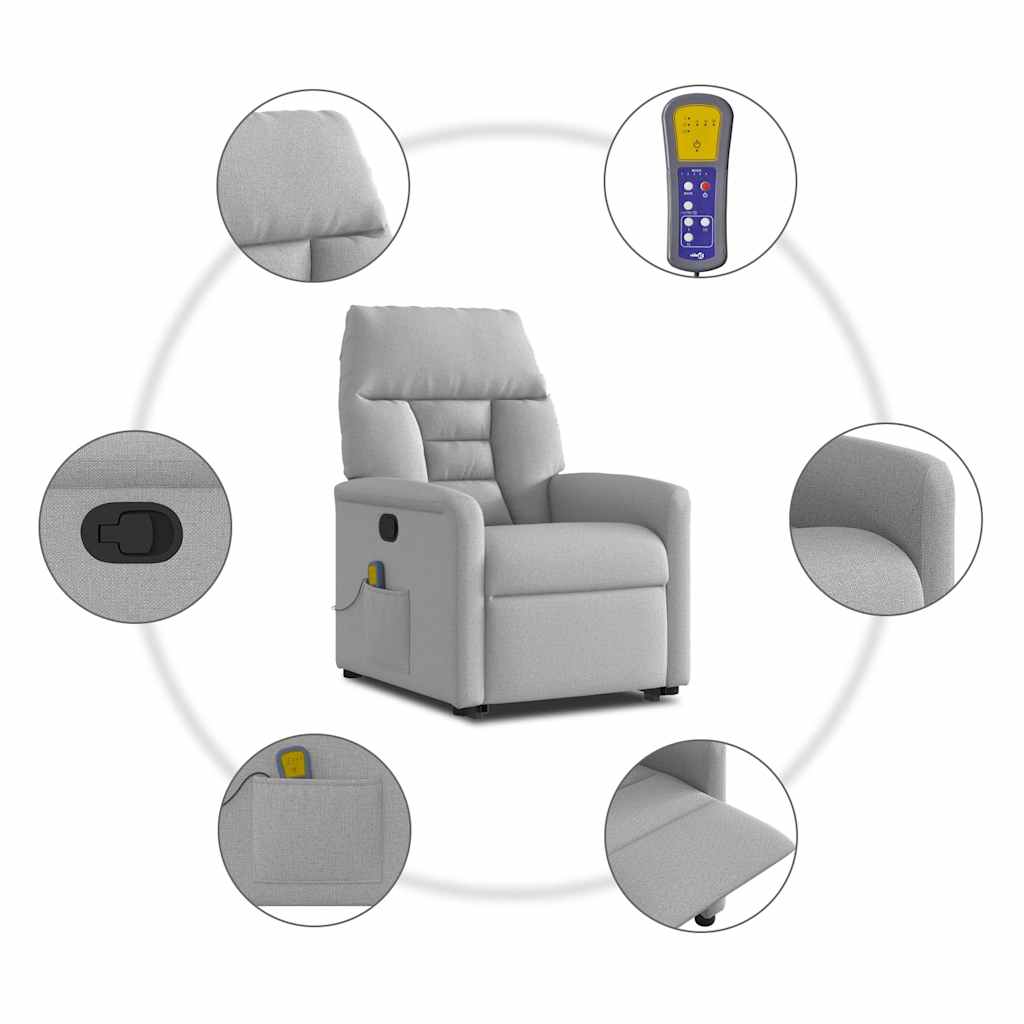 Fauteuil de massage inclinable gris nuage tissu