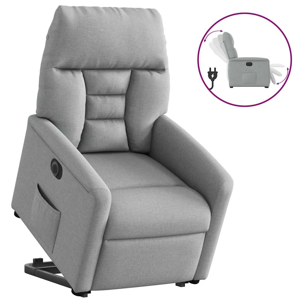 Fauteuil inclinable électrique gris clair tissu - XIOS